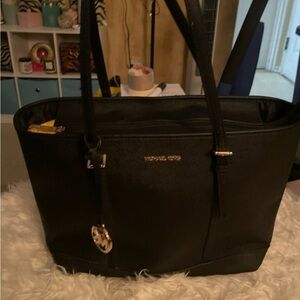 Michael Kors Black Tote with Gold Accents